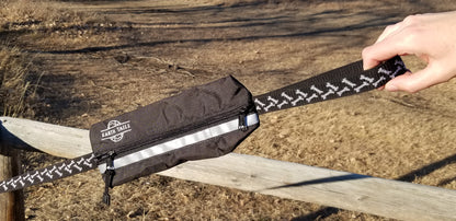 Little walker leash and bag with reflective strip and dogbone patterned leash